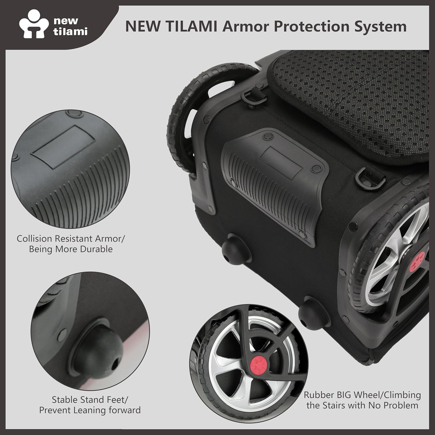 NEW TILAMI 20" Rolling Backpack for Teens Adults, Climbing Stairs Waterproof Backpack with Wheels for School Business Trave Camping with Laptop Compartment, Fit 17 Inch Laptop, Black