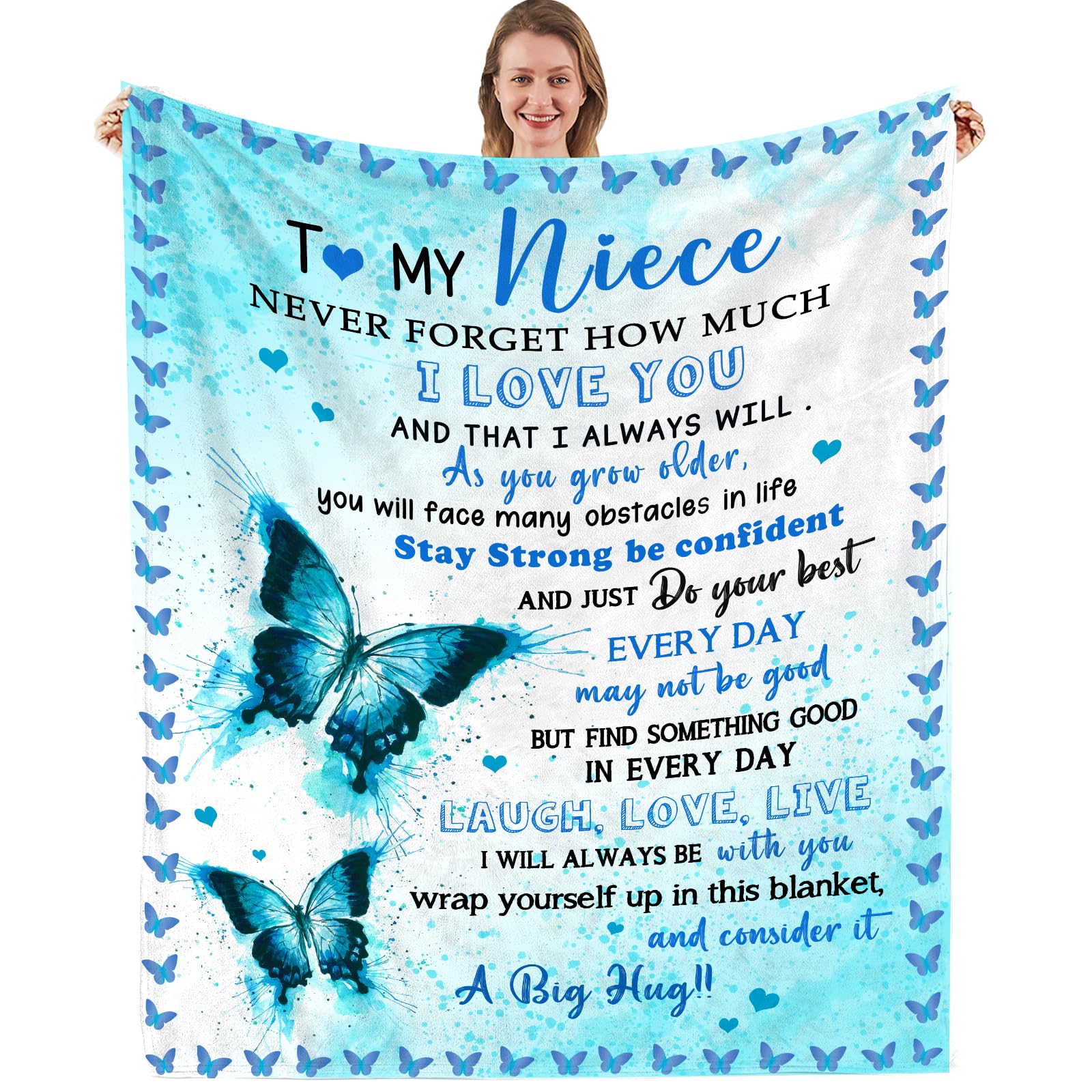 Niece Gifts from Auntie/Uncle, Gift for Niece from Aunt/Uncle, Birthday Graduation Gifts Ideas for Nieces Soft Throw Blanket 50"x 60"
