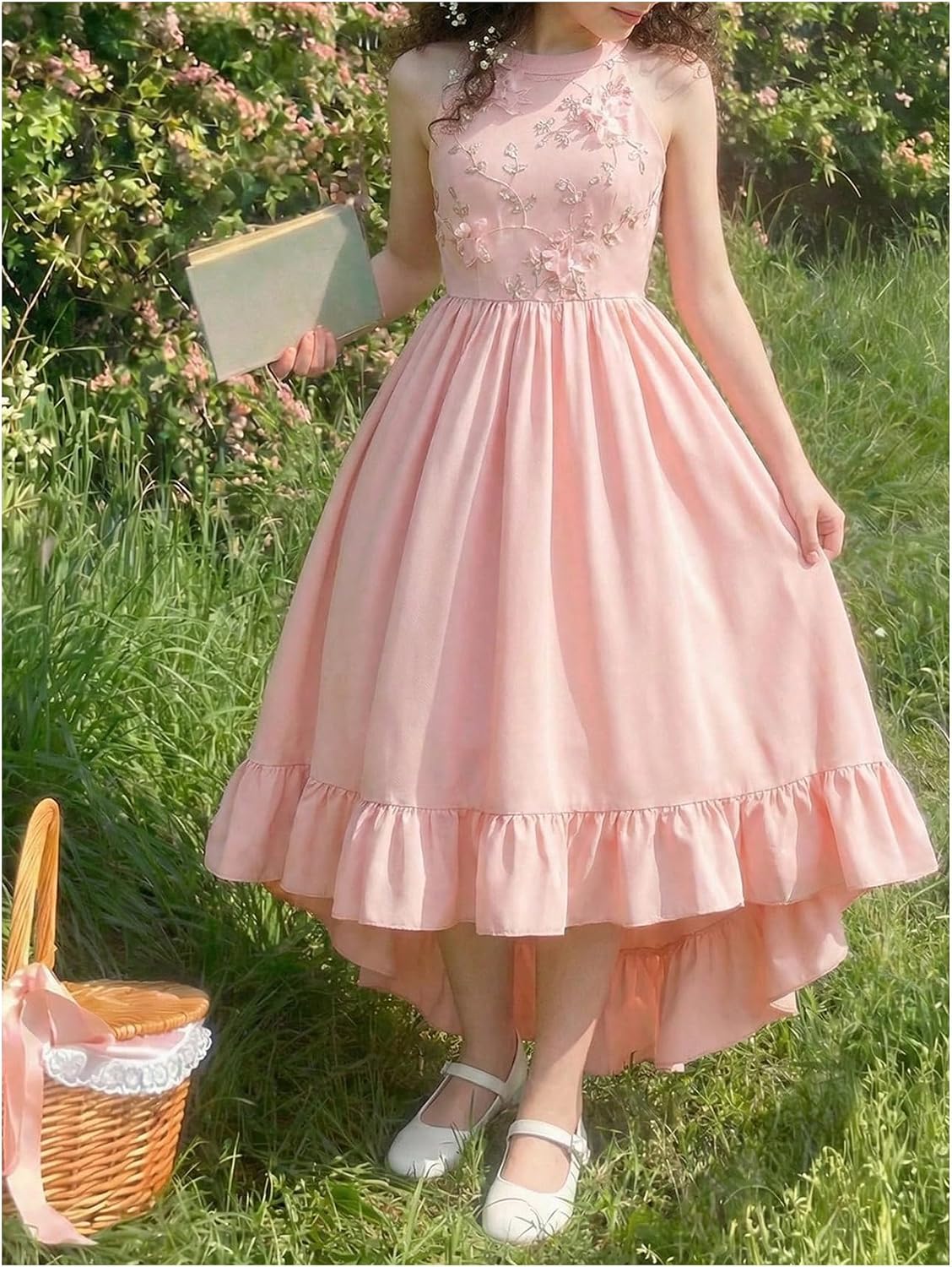 Verdusa Girl's Dresses 3D Floral Ruffle Flowy Princess Dress Summer Outfits image 2
