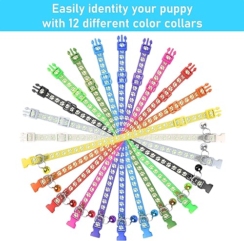 Miniatura 5 de GAMUDA 12 collares reflectantes para cachorros, collares de nailon suave, collares de identificación que brillan en la oscuridad, collares de arena