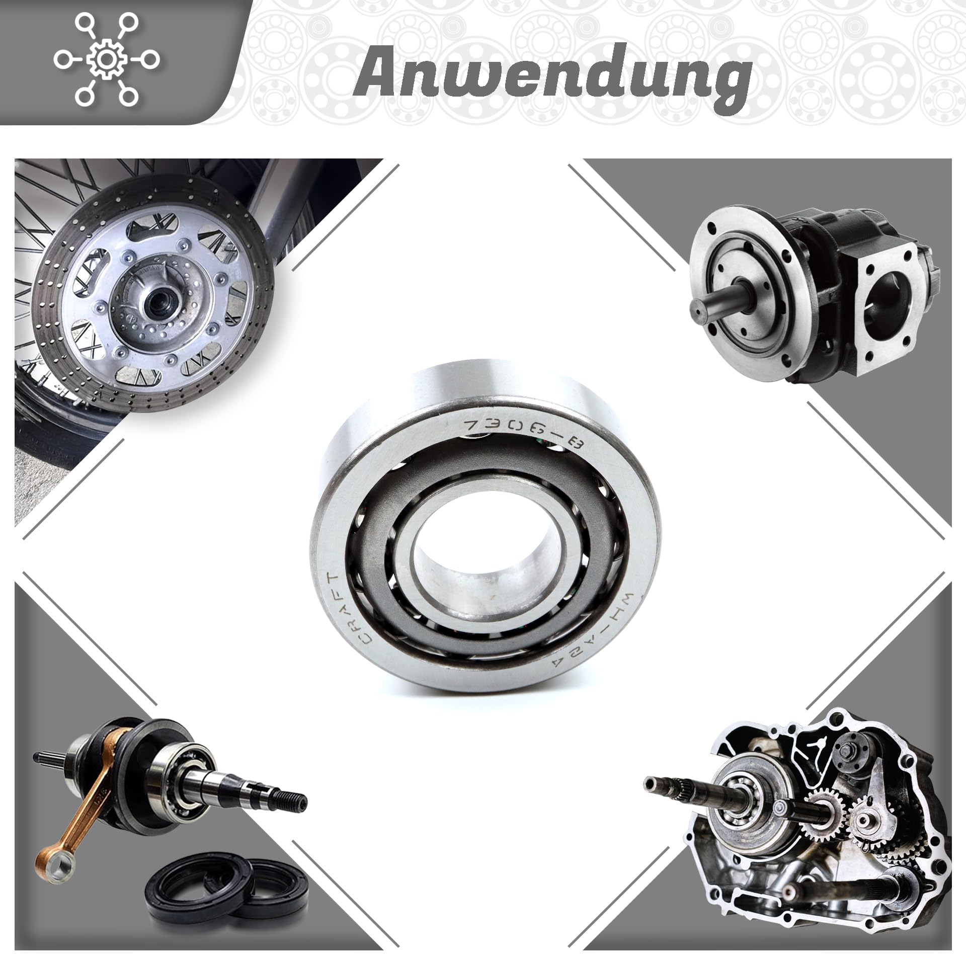 Schrägkugellager 7306 B 30x72x19mm, DIN 628, zweireihig, Reibungsarm, abgedichtetes Lager für radiale & axiale Belastungen, Ideal für Industrie- & Automobilanwendungen