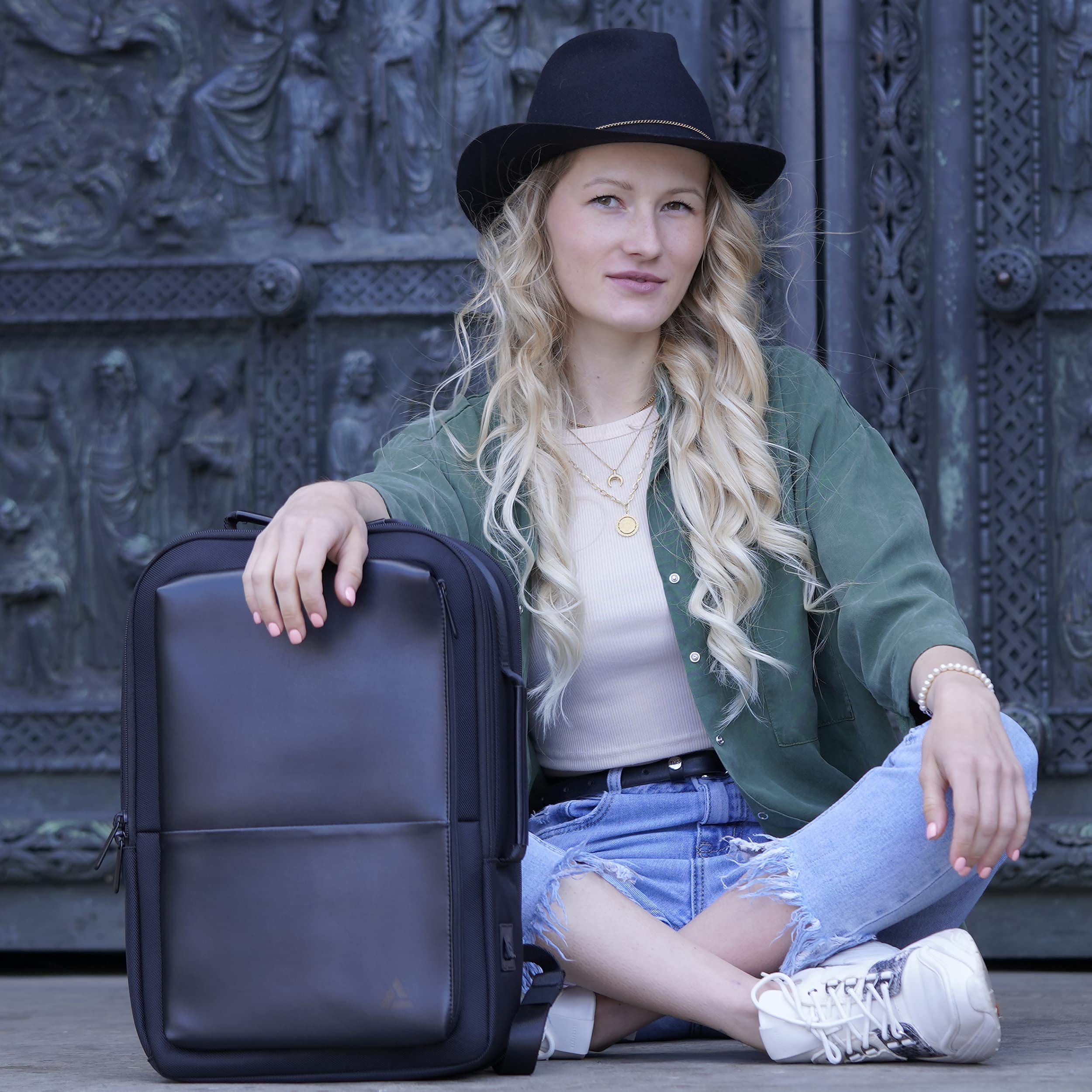 Arrivly Plecak biznesowy na laptopa 15,6 cala, plecak damski, plecak męski rozszerzalny plecak podróżny o dużej pojemności 25 l - 35 l, wodoodporny plecak kabinowy, torba robocza z USB dla mężczyzn