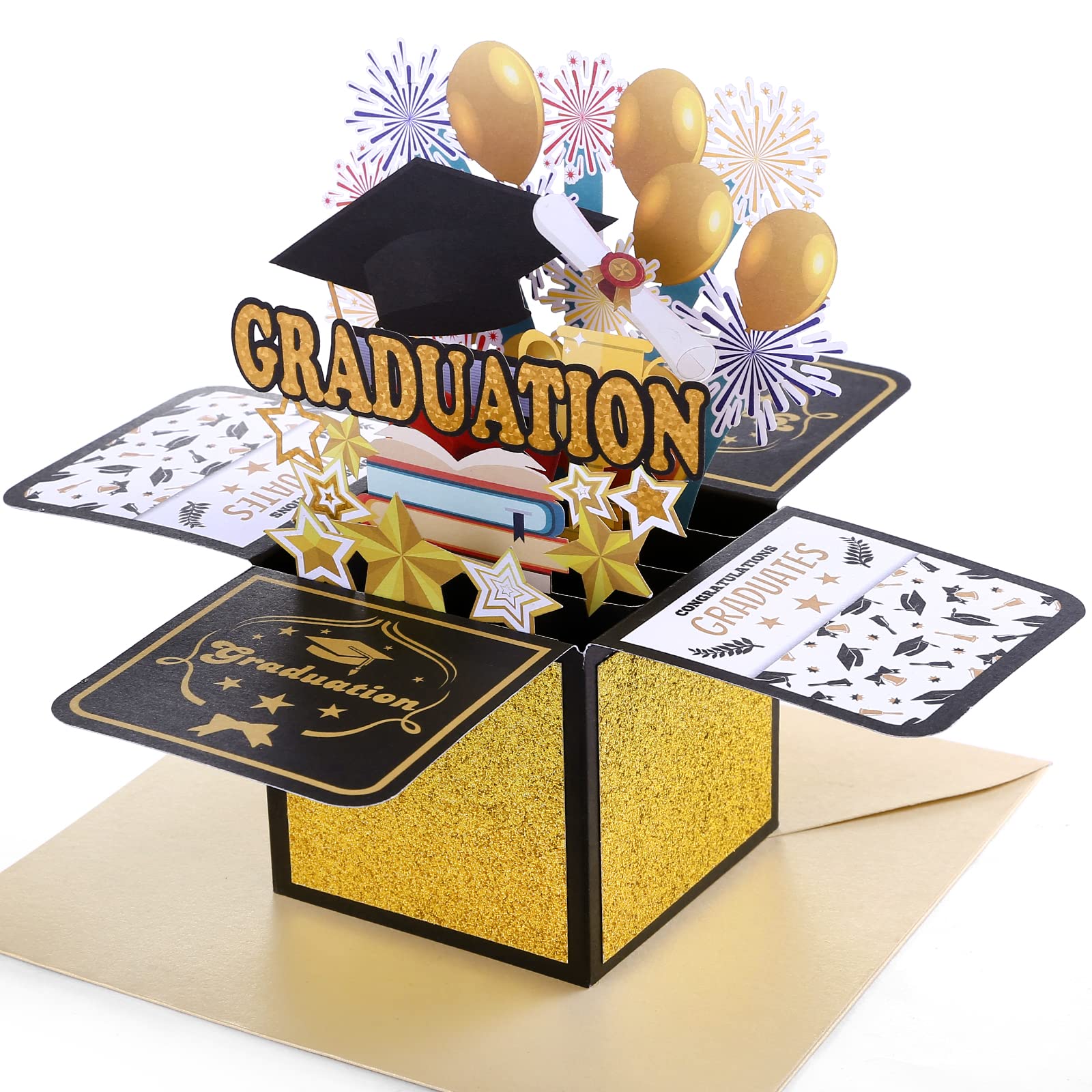 Kesote Graduation Pop Up Card with Envelope, 3D Card for Graduation Congrats Grad Card, Pop Up Graduation Card 2025 for High School College University PHD Graduates