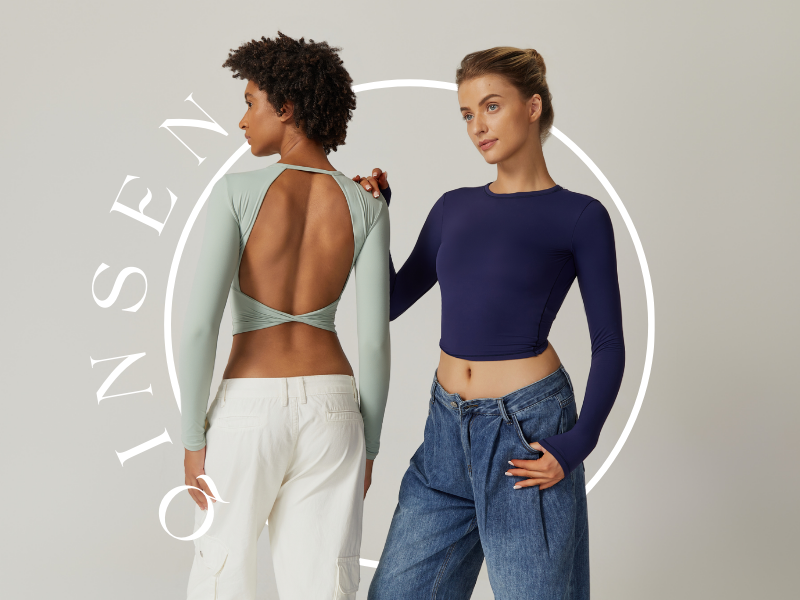 QINSEN Womens Criss Cross Backless Top Long Sleeve Double Lined