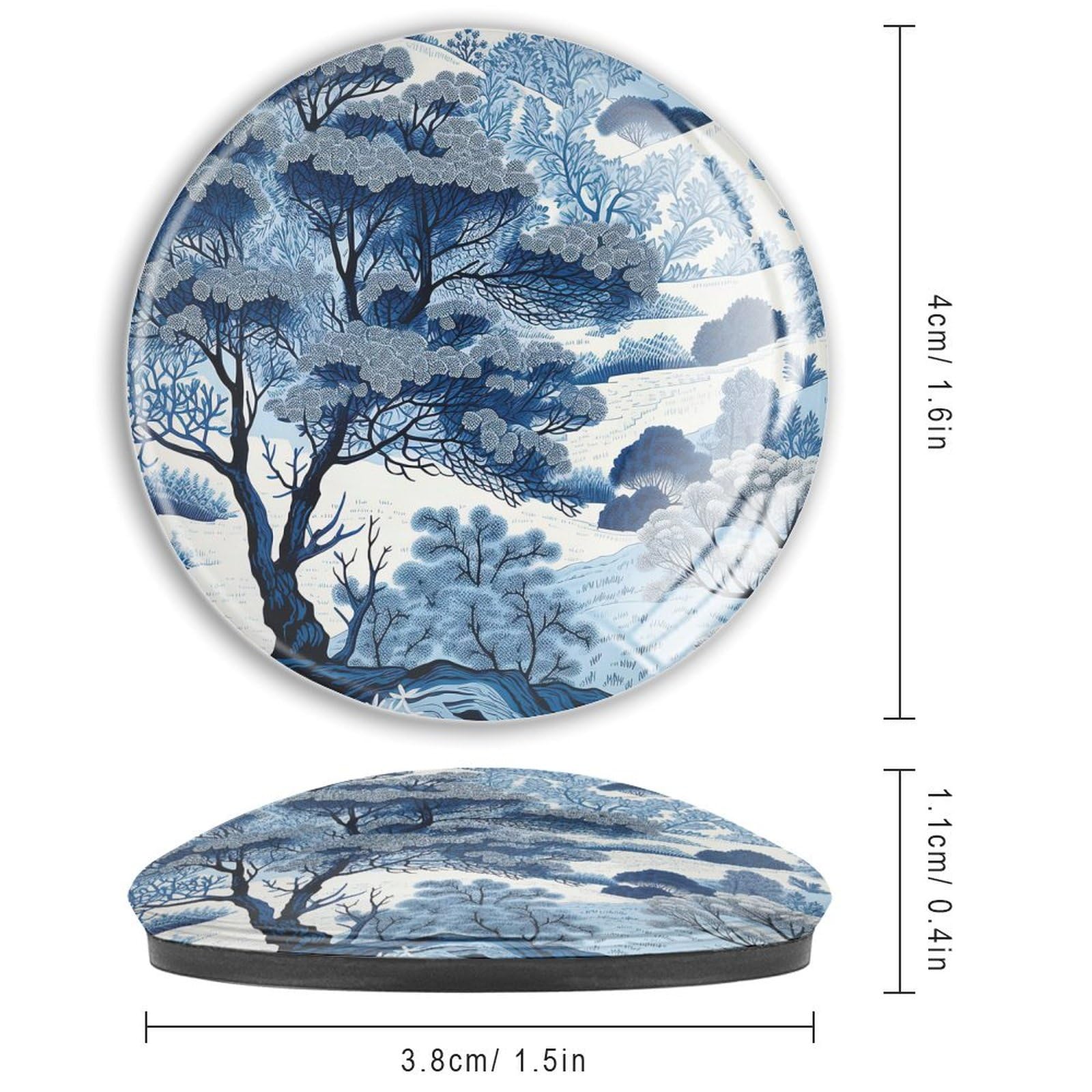 Calamite da frigorifero blu e bianco indaco cineserie per lavagna bianca in vetro giapponese graziosi magneti decorativi orientali per armadietti per lavagna bianca, 4 pezzi