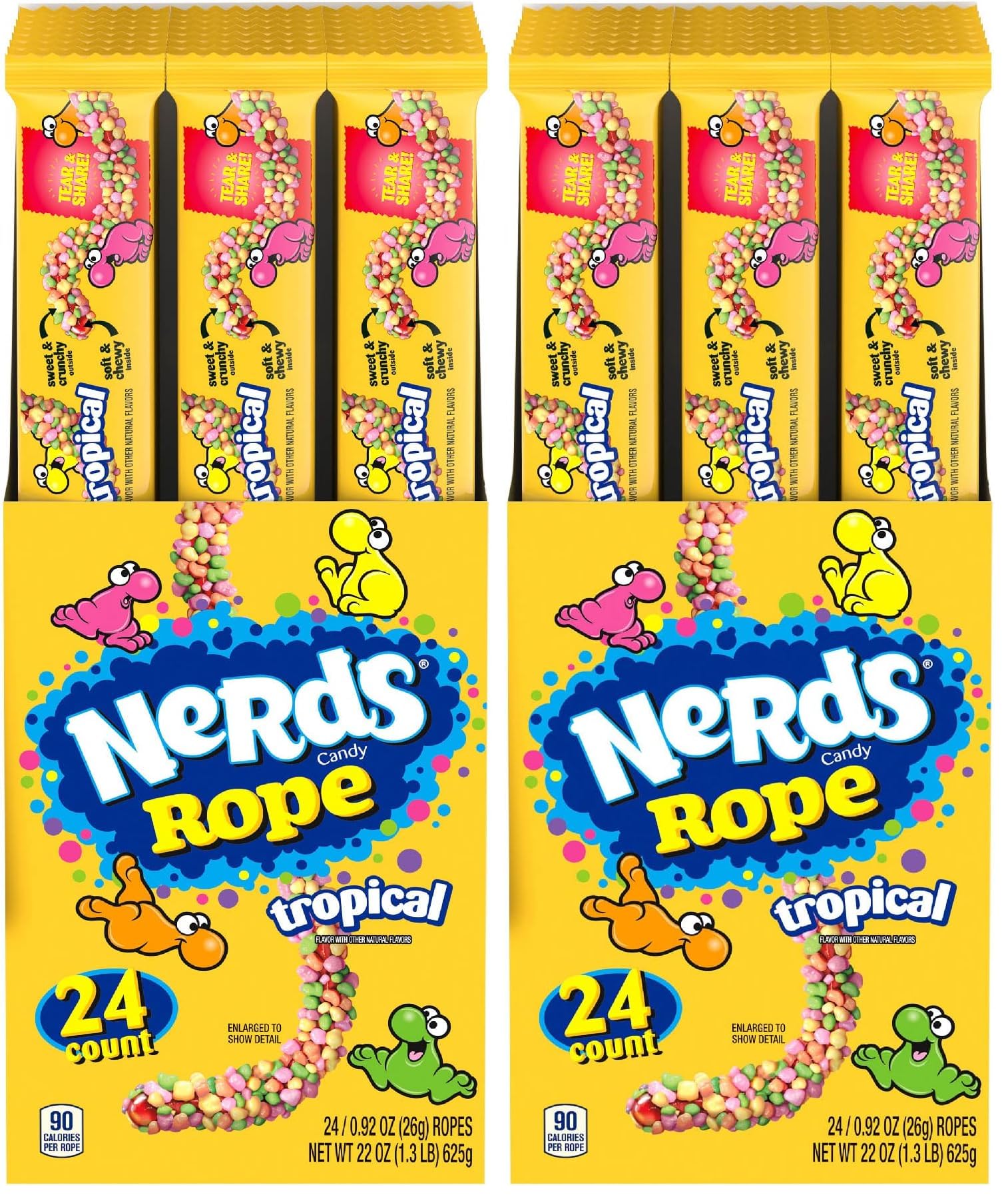 Nerds Rope Candy, Tropical Flavor, 0.92 Ounce Ropes (Pack of 48)