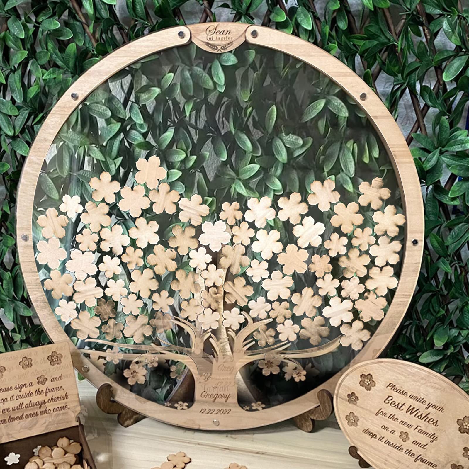 Starnearby Livre d'or de Mariage en Forme d'arbre, Alternative au Livre d'or de Mariage en Bois, Décoration de Mariage, Ornements de Souvenirs pour Réception de Mariage