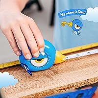 Vista 5 de Handy Famm 8ft Blue Bird Tape Measure for Kids – STEM Educational Tool with Level, Protractor, Retractable Design - DIY Construction Toy, Child-Safe