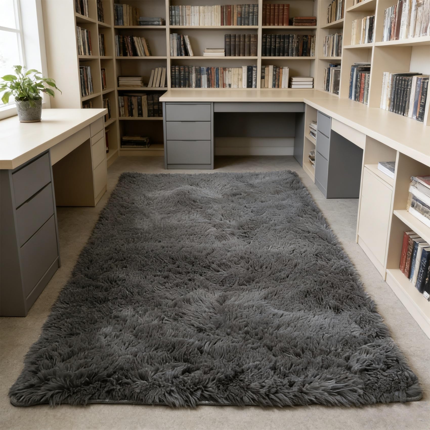 Tapis de chambre facile à entretenir 271x140 cm à poils longs anti-glisse pour couloir
