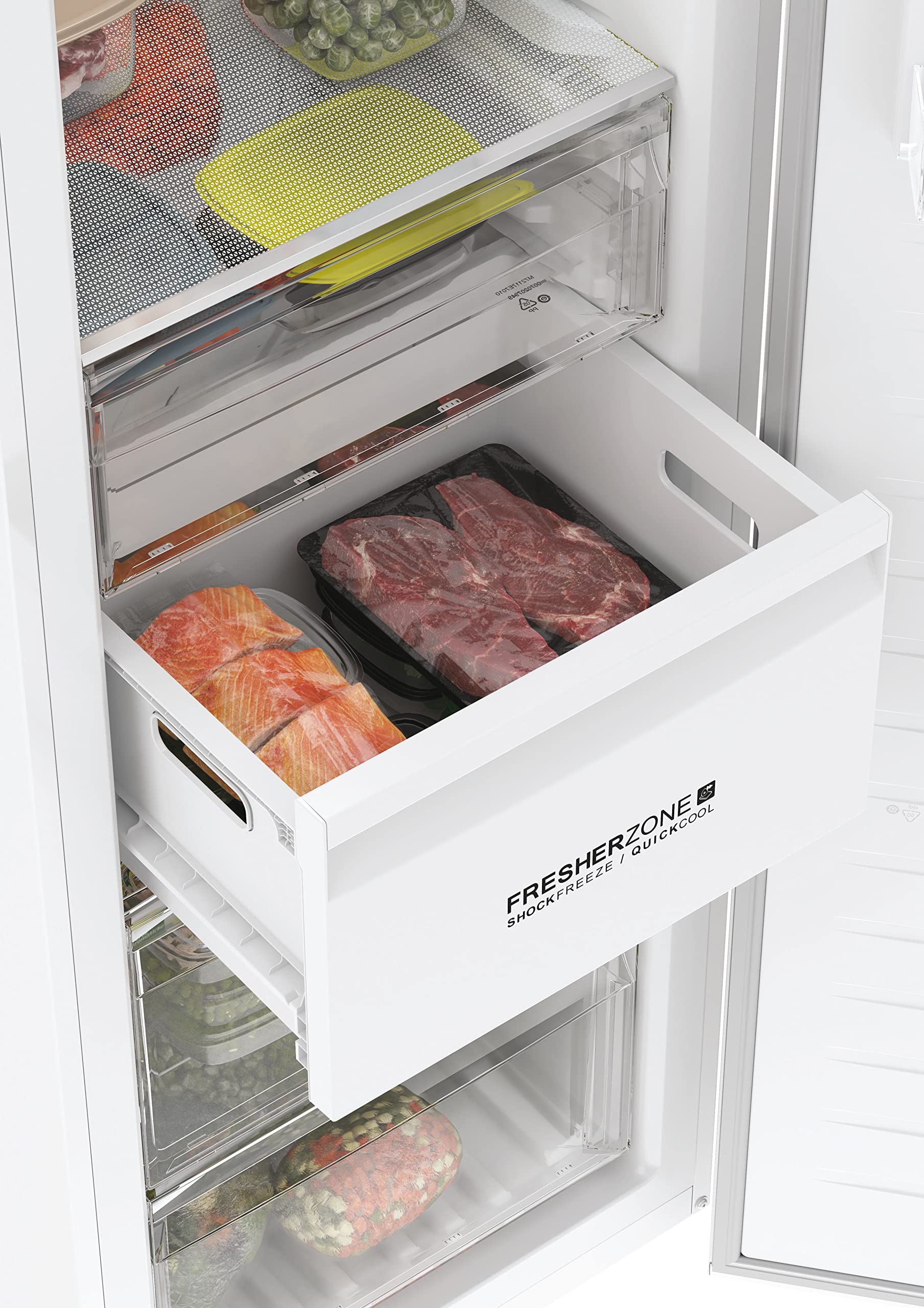Haier Instaswitch Congelatore Verticale a Cassetti, 285 Litri, Monoporta, Connessione Wi-Fi e BLE, No Frost, con Luce LED, Classe E, Libera Installazione, 59,5 x 67,5 x 171 cm, Bianco - H3F285WEH1