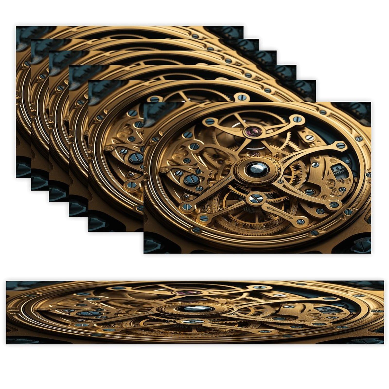 Cool Steampunk Gears Placemats Set of 7 Exquisite Linen Table Mat Seven Piece Set Includes 13"x71" Fashion Table Runner and 12"x18" Place Mat Decor for Kitchen Dining Room