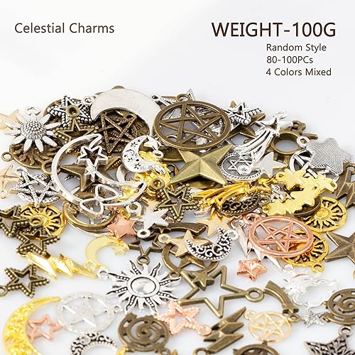 Miniatura 4 de stino Dijes de metal antiguo vintage de 3.53 oz para hacer joyas, plata y oro a granel, para pulseras, collares, aretes, manualidades