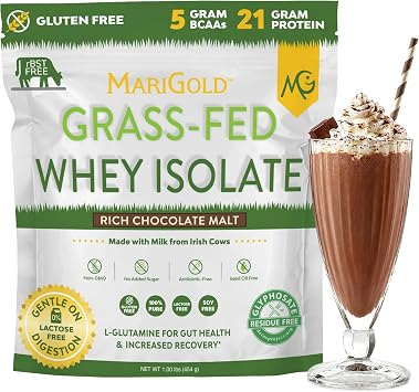 MariGold Grass-fed Whey Protein Isolate, Rich Chocolate Malt - 1lb