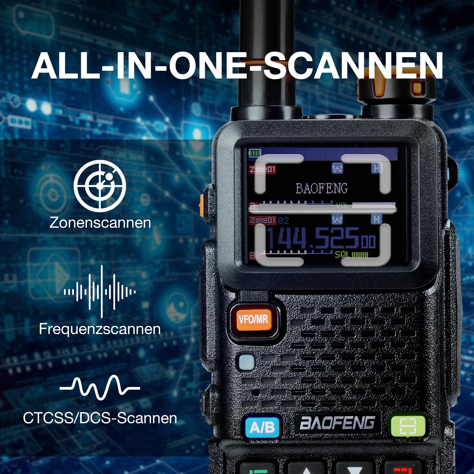 BAOFENG UV-5RM Plus GPS Funkgerät, 10W Handfunkgerät 10 Zonen 640 Kanäle | GPS-Mehrbandfunkgerät mit 1,77" Farbbildschirm, 2500 mAh Akku, 10 Zonen 640 Kanäle für Outdoor-Abenteuer