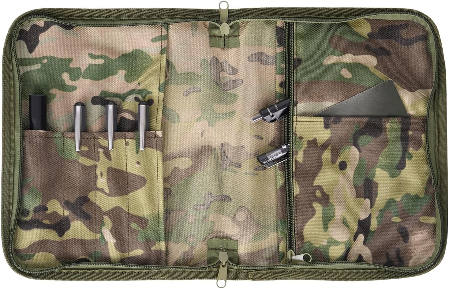 Army Military Notebook Cover With 6 Ring Binder, Padfolio With Zippered Portfolio Organizer, Tactical A5 Folder, Detachable OCP Log Book Cover - Multi