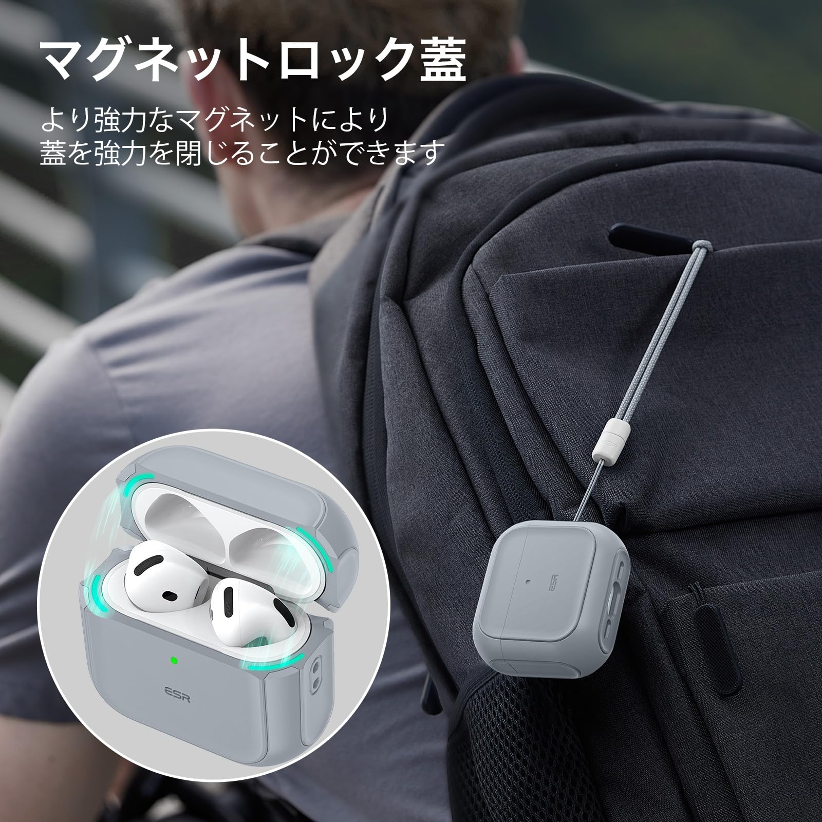 AirPods 4 ノイズキャンセリング搭載 + グレーケース Amazon | エレコム AirPods ケース 第4世代 アクティブノイズ