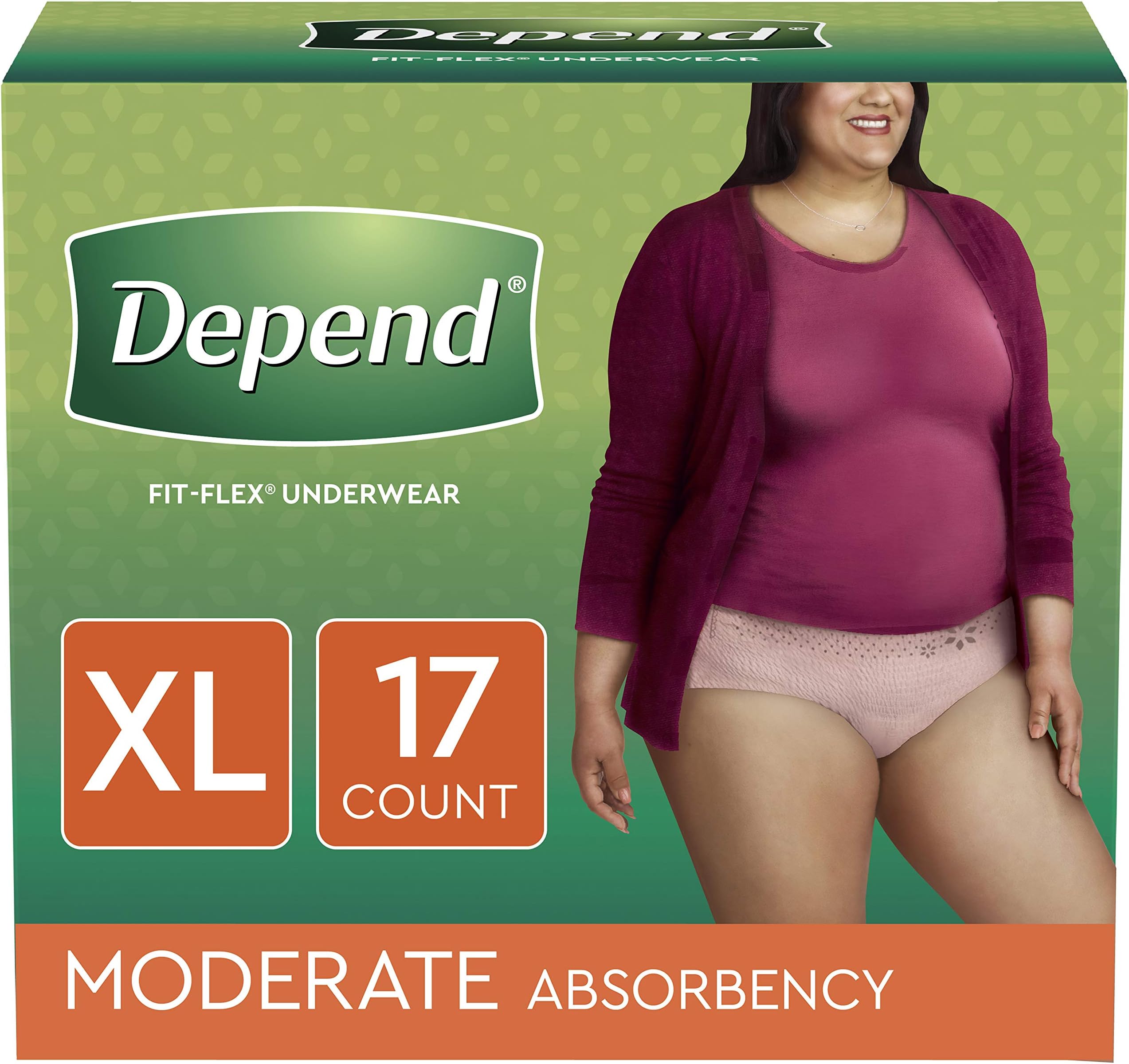 Dependfor Women Soft Peach XL Underwear, 17 ct