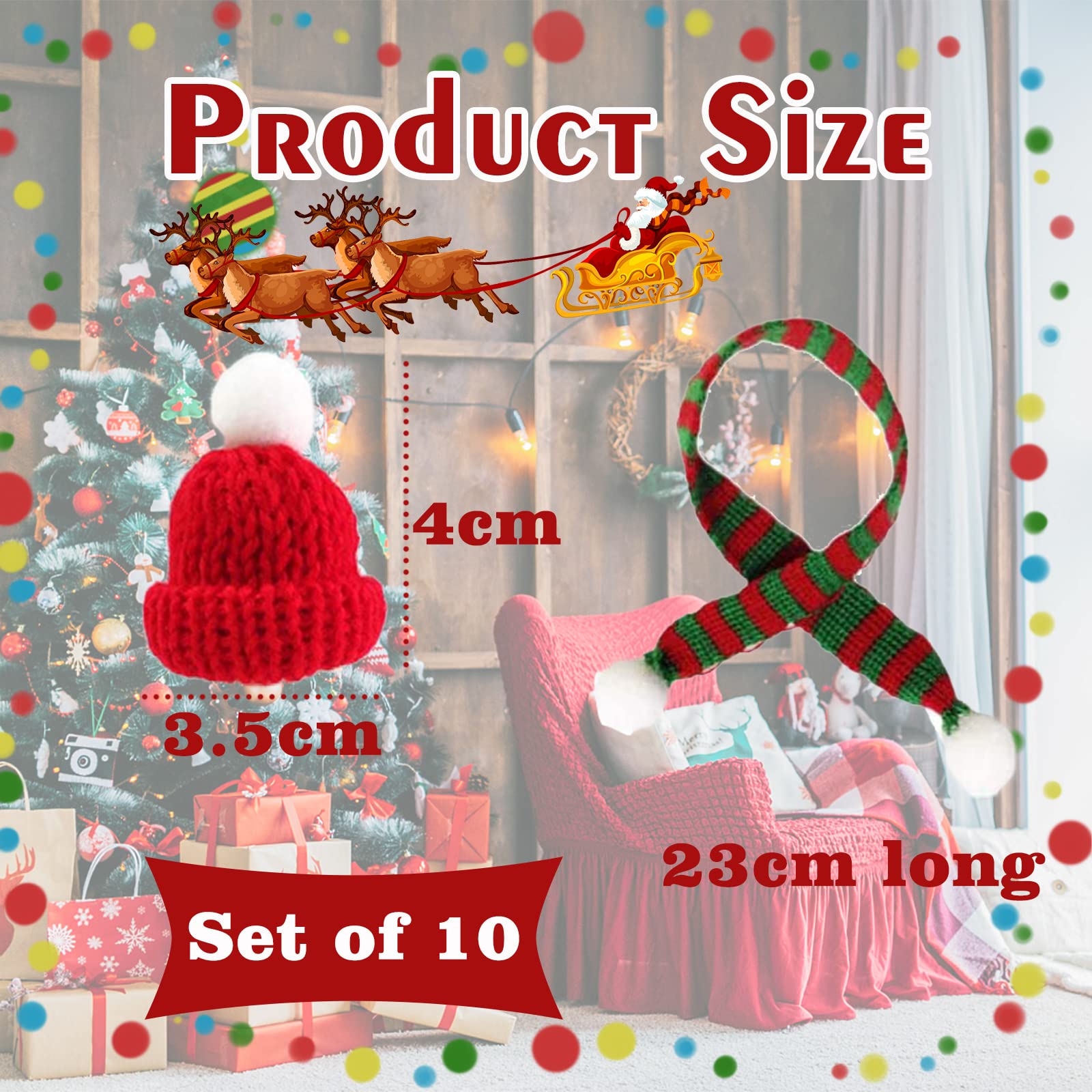 30 Weihnachtsmützen & Schals Set - Mini Nikolausmützen Für Flaschendeko