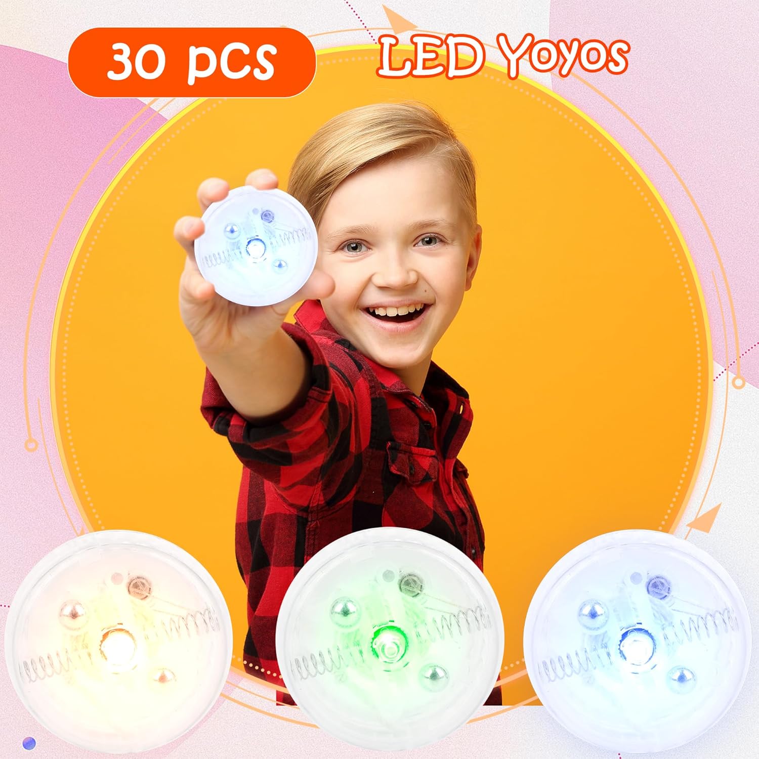 30 Pcs Light up Yo Yo Bulk Clear LED Responsive Yo Yo Plastic Responsive Bearing Balls for Beginner Level Kids Birthday Christmas Stocking Stuffers