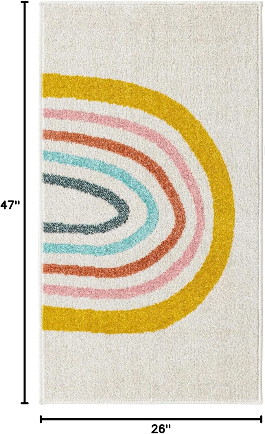 Unique Loom Whimsy Kids Collection Area Rug - Rainbow (2' 2" x 3' 11" Runner, Ivory/Yellow)