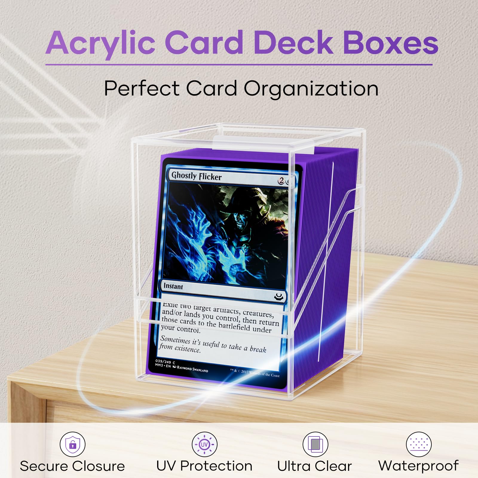 TiopLior Boîte de cartes avec étui portable, lot de 6 boîtes de deck Commander transparentes avec 6 séparateurs, peut contenir plus de 600 cartes à double manches, convient pour MTG, TCG
