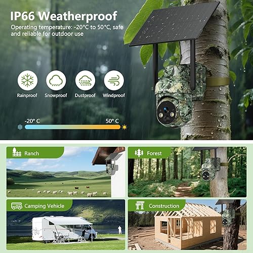 Miniatura 5 de Cámaras celulares 4G LTE, tarjeta SIM integrada y tarjeta SD, no necesita WiFi cámara de rastreo con vista en vivo 2K 360°, cámara de seguridad