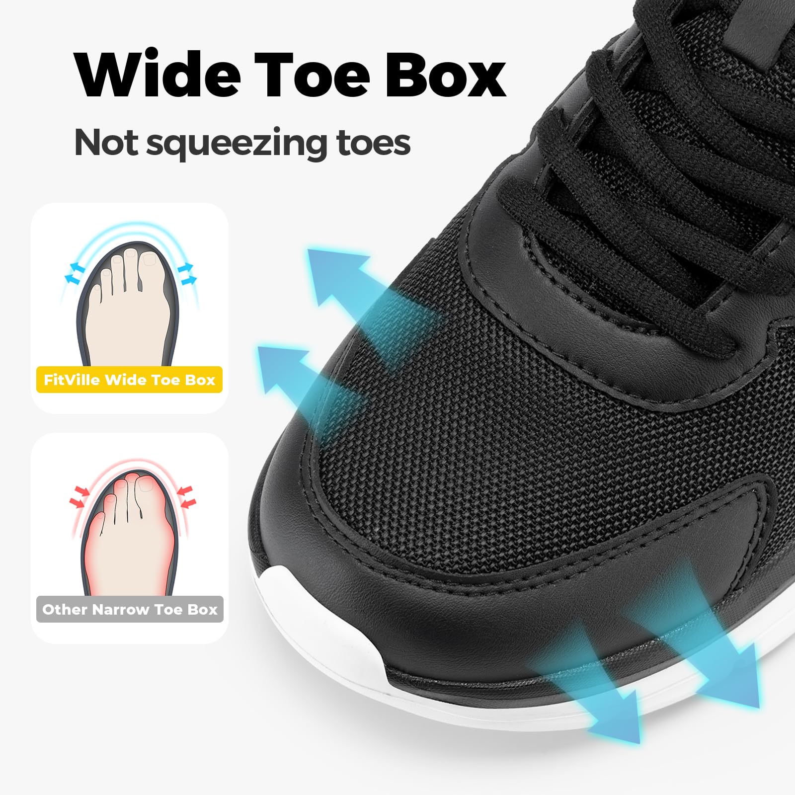 FitVille Scarpe Uomo Pianta Larga Comode Camminata Sneakers Casual Leggere Ginnastica Traspirante Scarpe per Piedi Gonfi