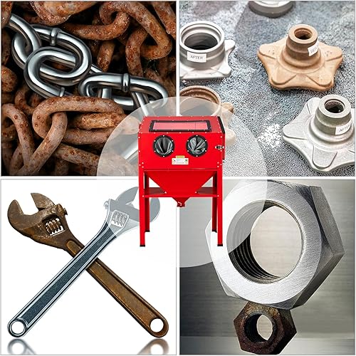 Miniatura 6 de MOTORHOT Armario de chorro de arena de aire de 60 galones, kit de gabinete de arena de 60-125 PSI, gabinete grande de acero con pistola de chorro de