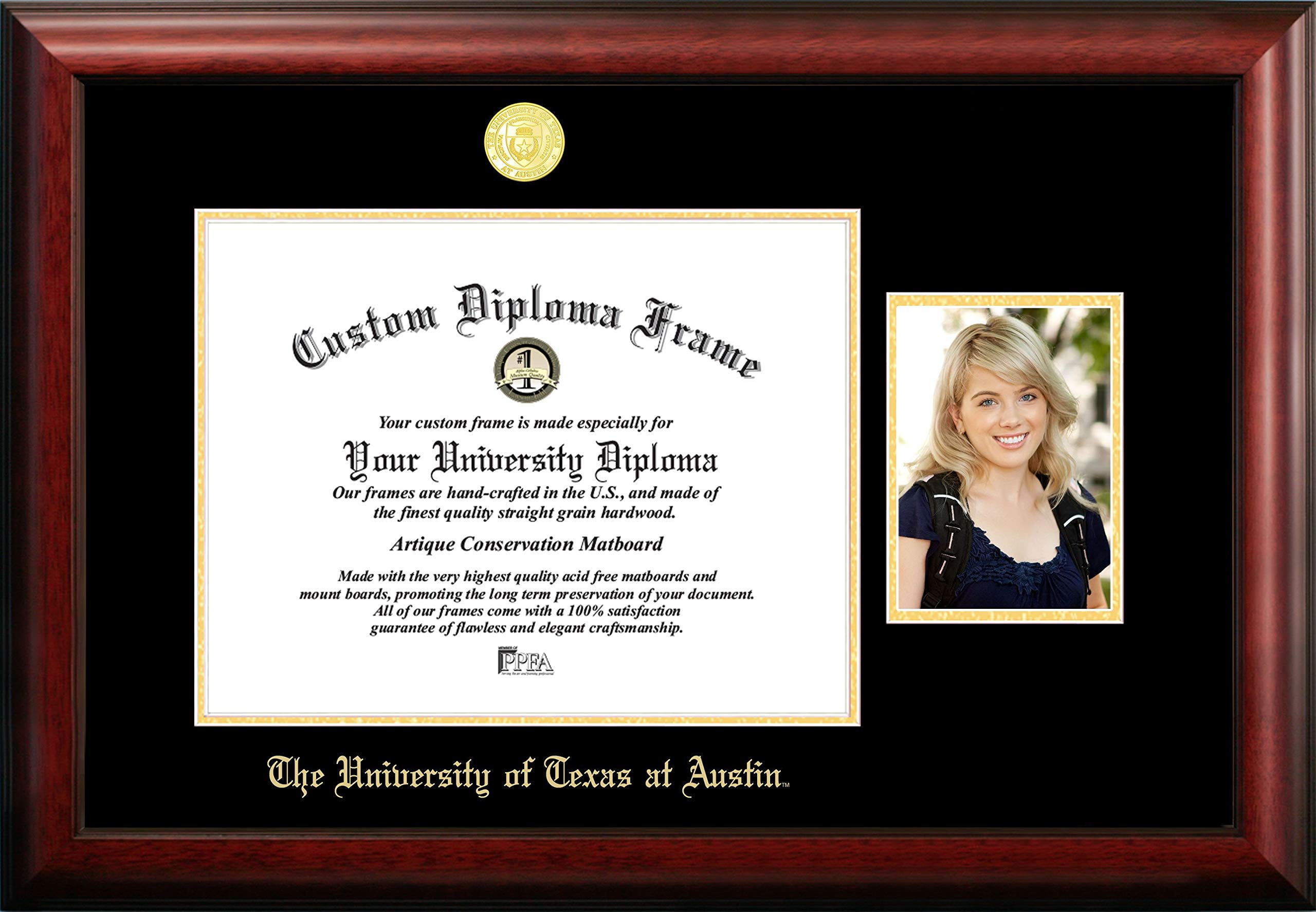 Campus Images NCAA University of Texas Austin 14 x 11 Inches Gold Embossed Diploma Frame with 5 x 7 Inches Portrait