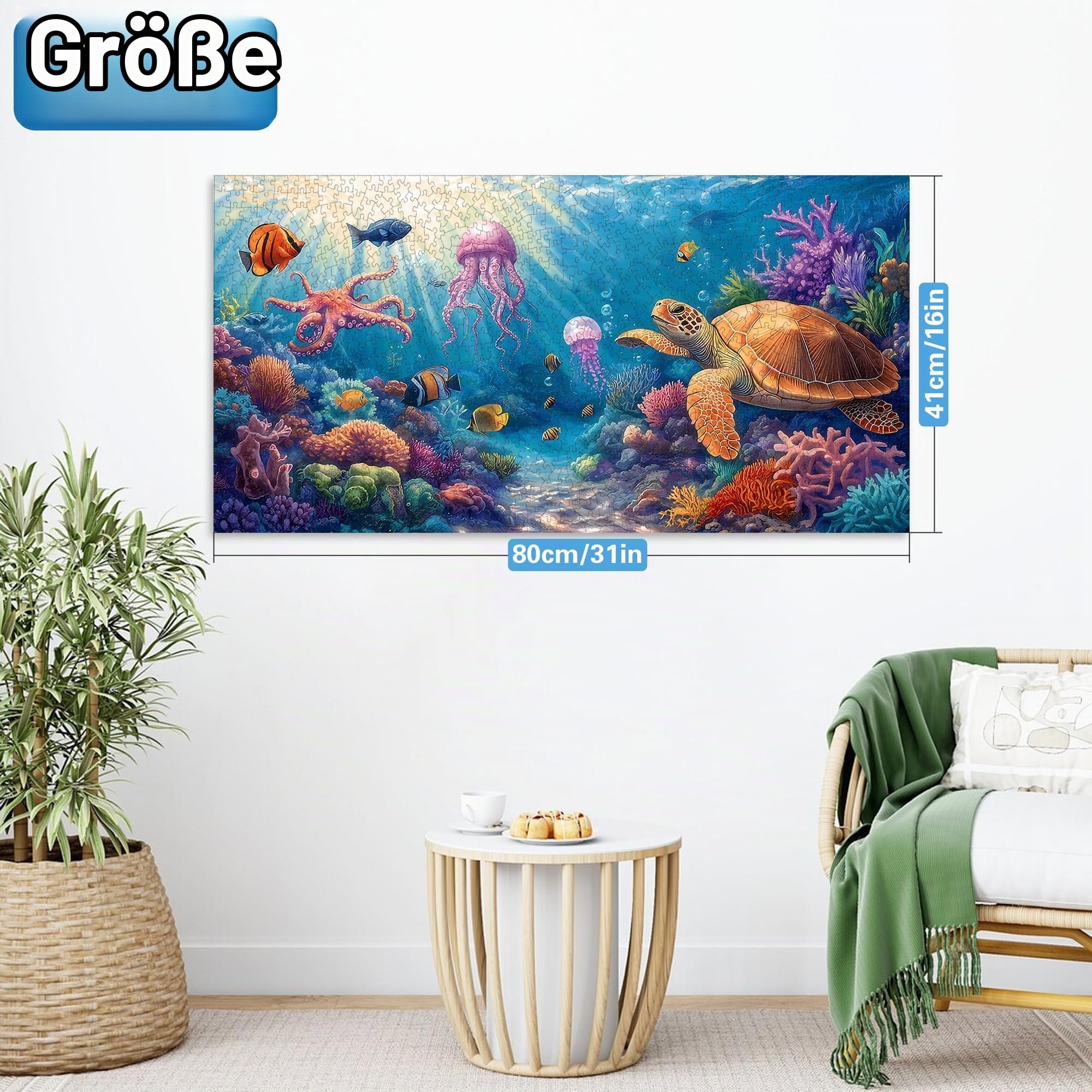 Reofrey Puzzle 1000 Teile - Schildkröte Ozeanisch, Spezialform Puzzle Für Erwachsene, 41x80cm Unmögliches Klassische Puzzles… – Ansicht 3