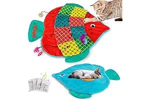 Fun Fish Shape Interactive Catnip Mat: Engage Your Feline Friend