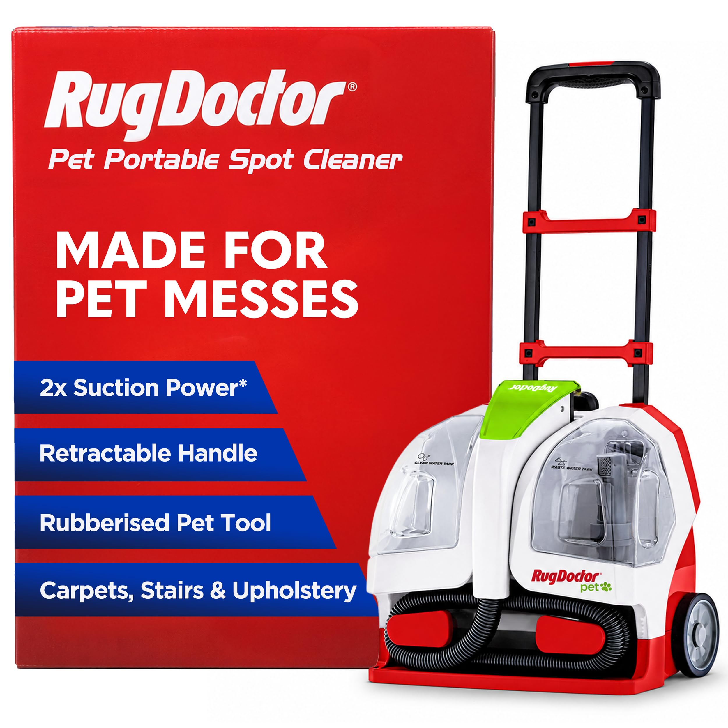 Rug Doctor 93407 Pet Portable Spot Carpet Cleaner, Red/White