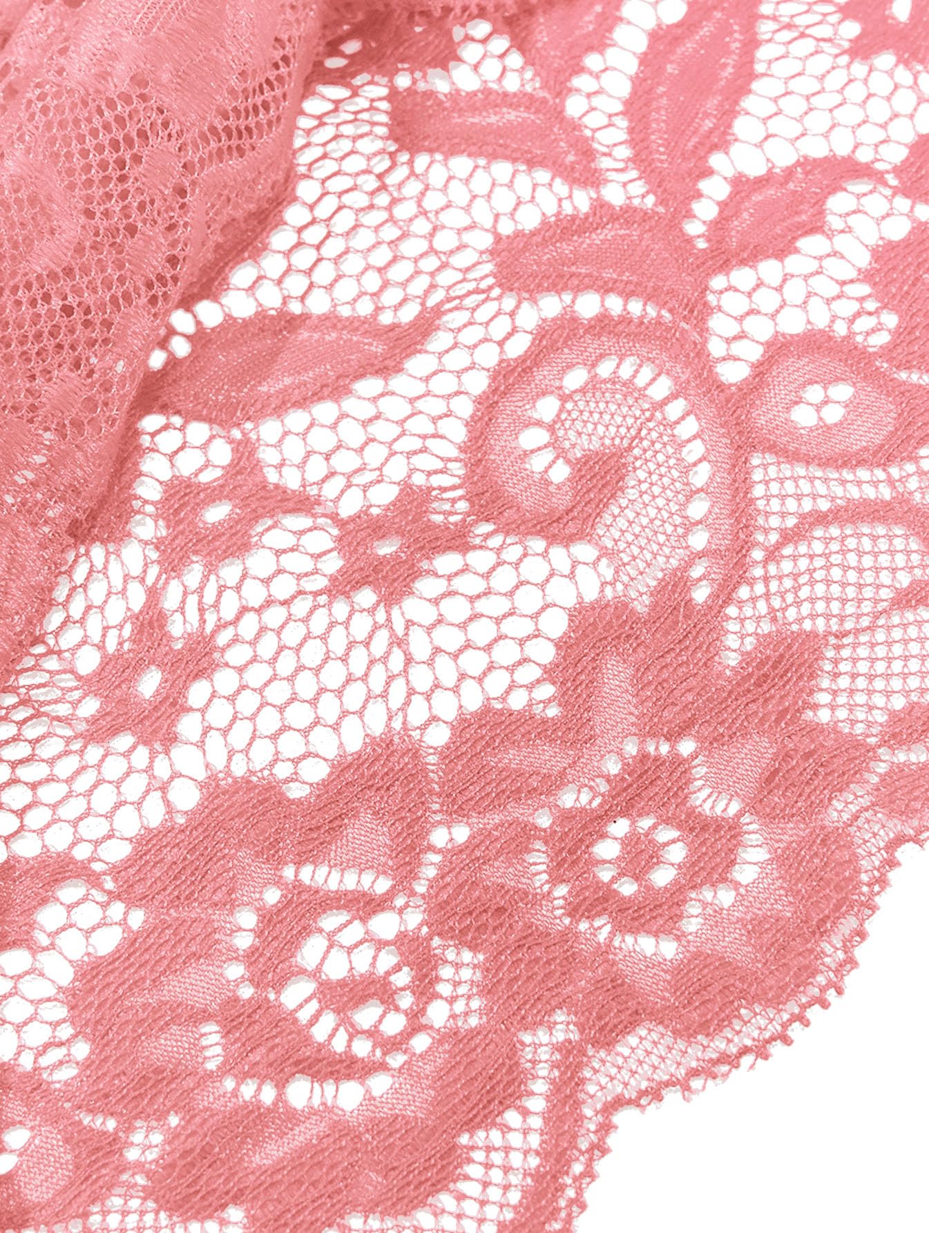 Lilosy Sexy Sheer Floral Lace Pajamas Lingerie Set High Waist Sleepwear Bra and Panty 2 Piece Nightwear: X-Large Dark Pink
