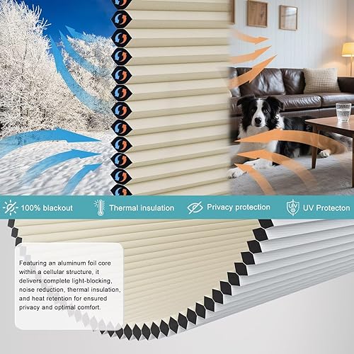 Miniatura 4 de MYshade Persianas celulares opacas con diseño de panal de abeja de 1.5 pulgadas de arriba hacia abajo, sin cordones, para ventanas, hogar, cocina,