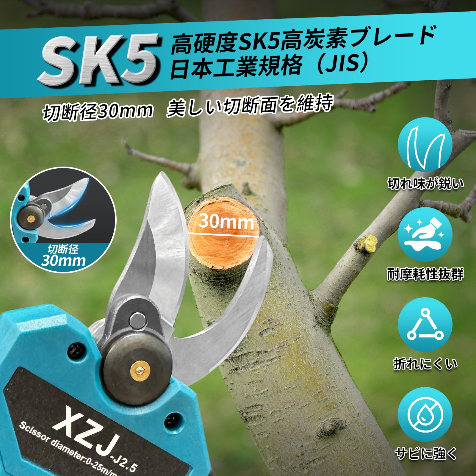 Amazon | QOLIFE 電動剪定バサミ 充電式電動バサミ 剪定ばさみ 切断