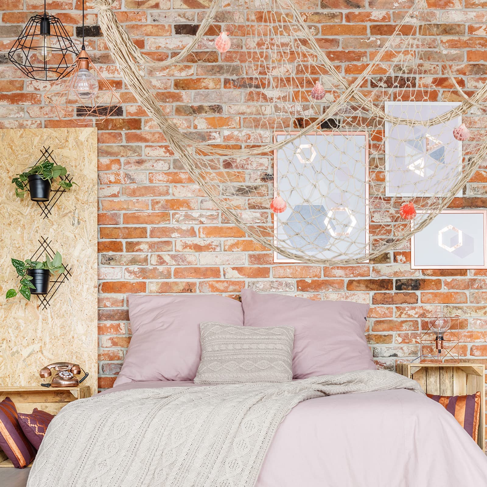 Decorazione da parete in rafia e conchiglie bianche D 60 cm BORA