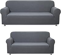 Vista 17 de Sapphire Home - Juego de 2 fundas para sofá, sofá de 2 plazas, ajuste elástico, sin arrugas, funda protectora para muebles para 3/2 cojines