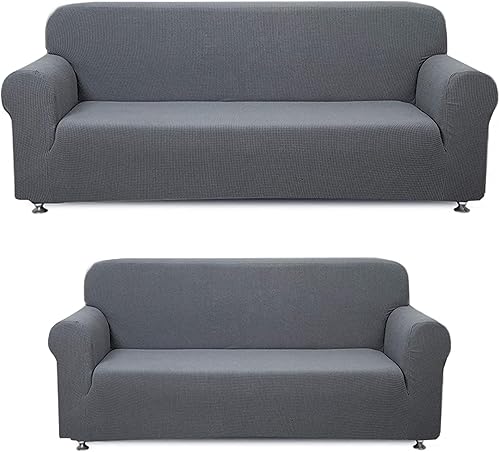 Miniatura 17 de Sapphire Home - Juego de 2 fundas para sofá, sofá de 2 plazas, ajuste elástico, sin arrugas, funda protectora para muebles para 3/2 cojines