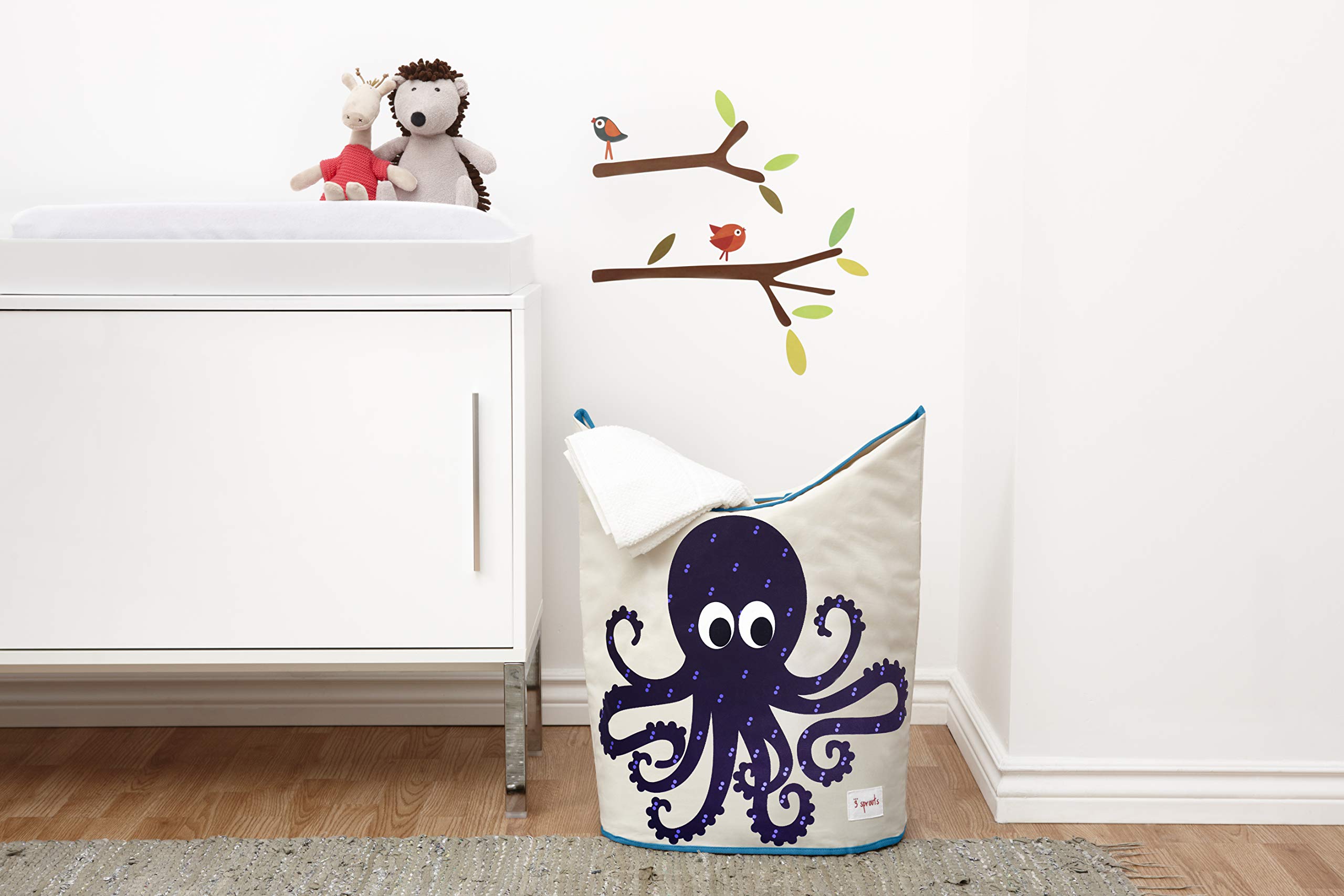 3 Sprouts, Panier A Linge Bébé, Panier à Linge Enfant, Panier Linge Sale Bébé, Panière à Linge Bébé, Idéal Pour Jouets et Vêtements, Panier de Rangement Enfant, Pieuvre