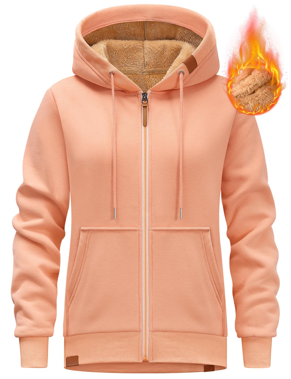 Lonya Sudaderas Mujer con Capucha Forro Polar Elegante Cremallera Chaquetas Invierno Jersey Ropa Deportivo Hoodies