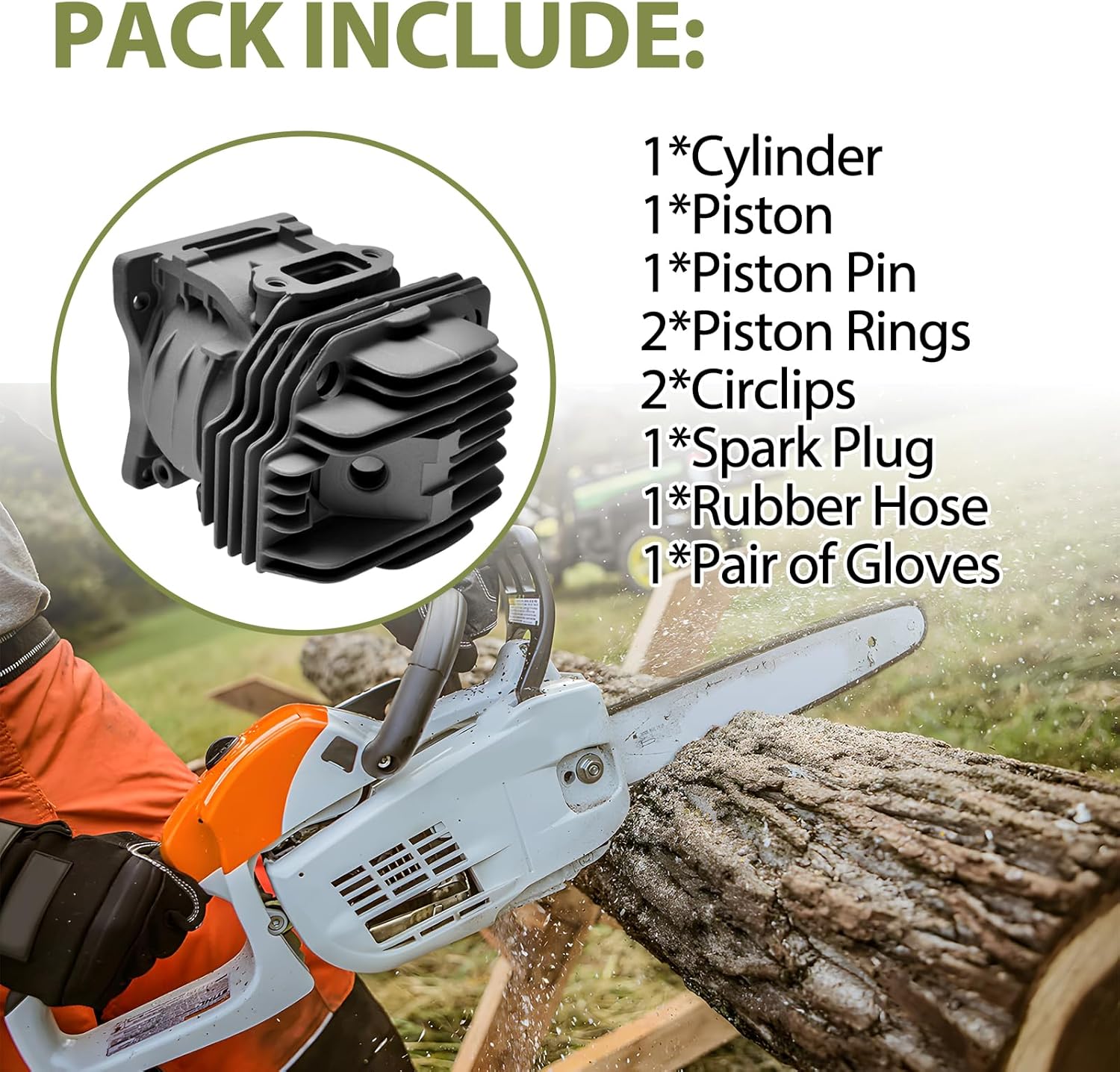 40mm Cylinder Piston Assembly Kit Compatible with Stihl Chainsaw MS201 MS201T MS201C MS201TC MS201Z Replace 1145-020-1200