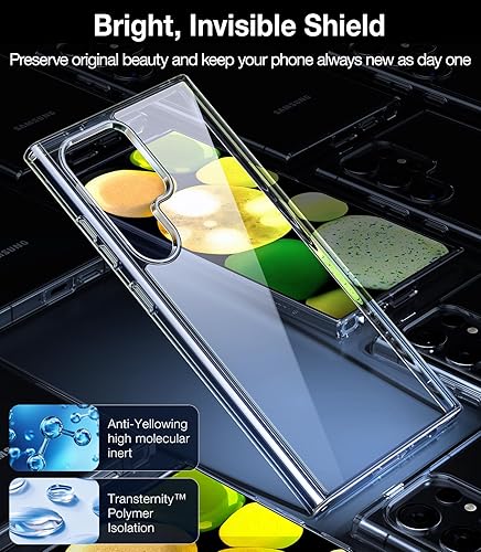 TORRAS Funda transparente con diseño de diamante para Samsung Galaxy S24 Ultra, 12 pies, grado militar, probada en caídas, nunca amarillea, parte