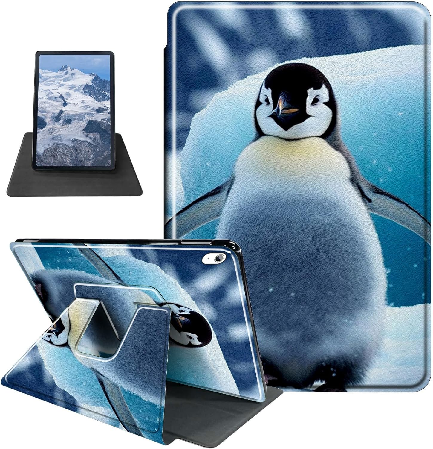 Penguin Pattern Case for iPad 10th Generation 10.9 Inch 2022,BFDHGQZC 360 Degree Rotating Stand Protective Cover with Auto Sleep/Wake for iPad 10th 2022
