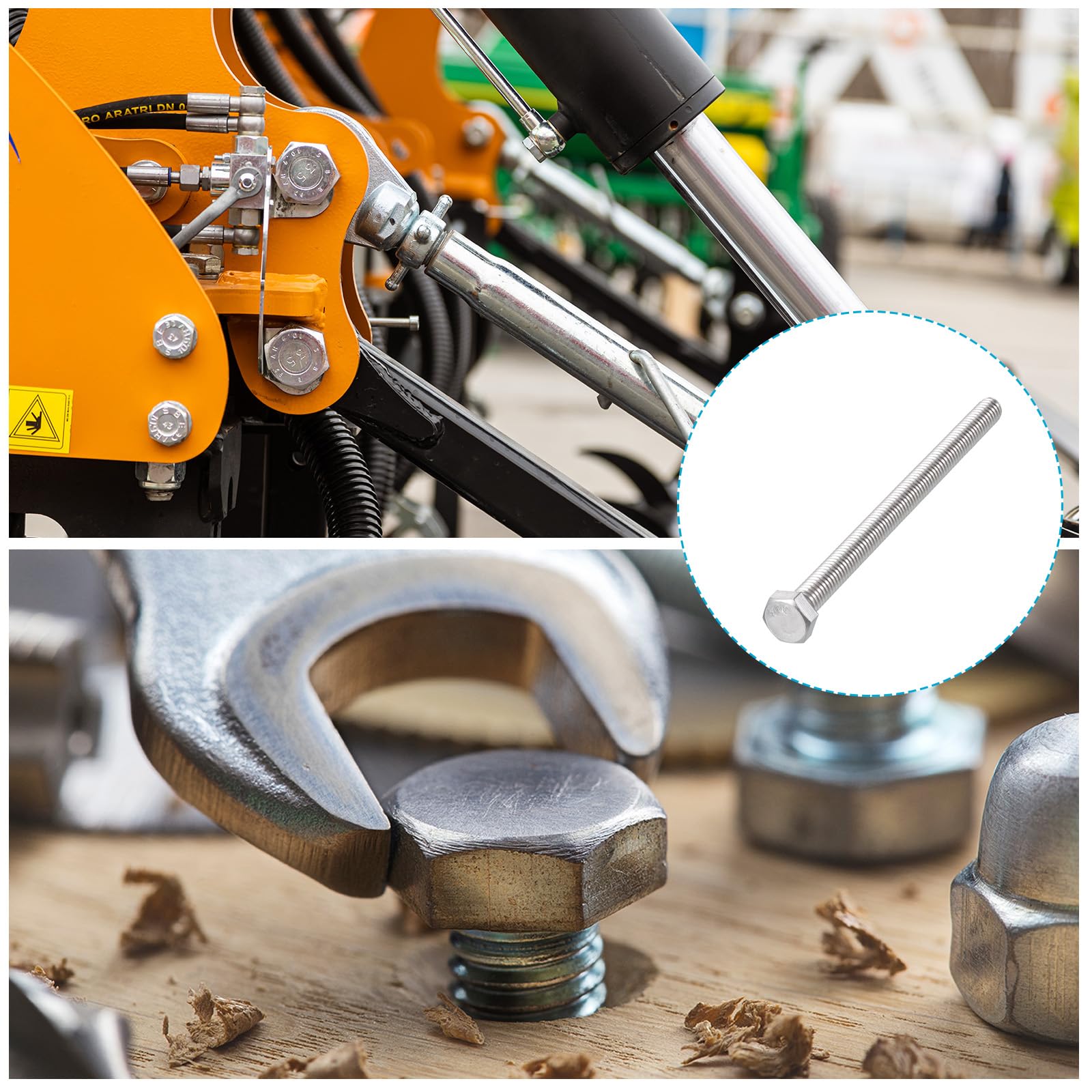 METALLIXITY Hex Head Bolts (5/16-18 x 5") 8Pcs, 304 Stainless Steel 18-8, Fully Threaded, External Hex Drive, Plain Finish - Image 4