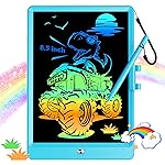 KOKODI 8.5 Inch LCD Writing Tablet with Anti-Lost Stylus, Erasable Doodle Board Colorful Toddler Drawing Pad, Car Travel School Games Toys for 3 4 5 6 7 8 Kids, Birthday Gift for Girls Boys Blue