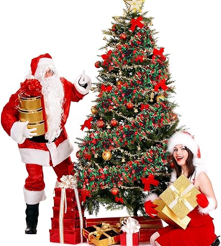 Miniatura 4 de WILLBOND Guirnalda de oropel de Navidad para fiesta de Navidad, guirnalda de oropel metálica con purpurina para colgar en el árbol de Navidad,