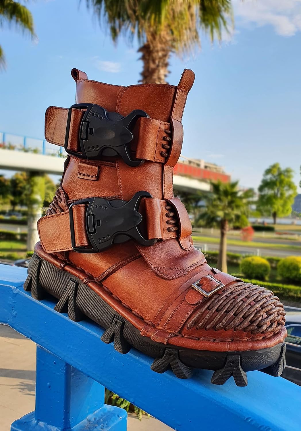 BB BEROBELLO FASHION IS AN ATTITUDE Men's Combat Motorcycle Leather Boots Soft Comfortable Ankle Boots - Image 6