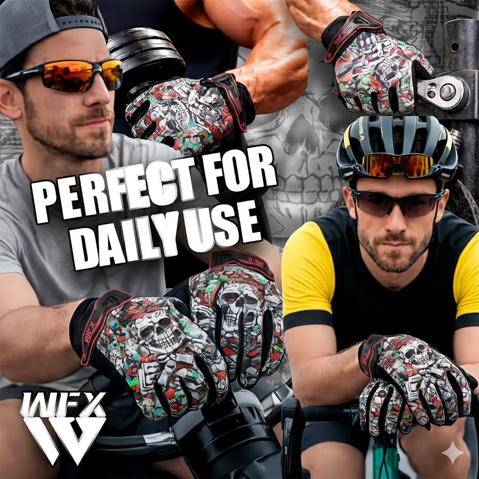 WFX Motorbike Gloves for Men & Women, Cycling Gloves Breathable Touchscreen Dirt Bike Racing Gloves for ATV, MTB, BMX & Motocross Riding Racing, Bicycle — view 7