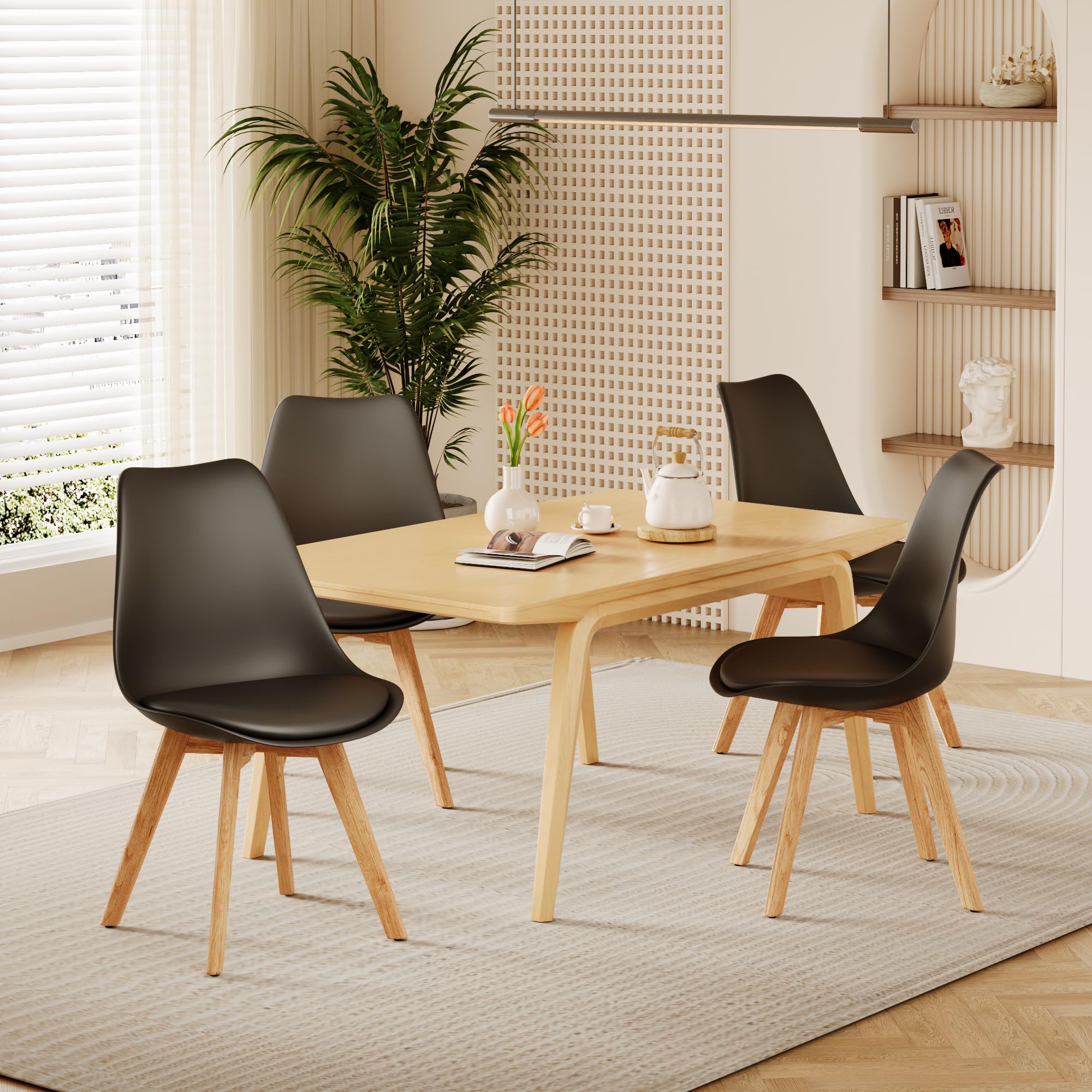Stanew Chaises de Salle à Manger, Lot de 6 Chaises Scandinaves, Chaise de Cuisine, Idéal pour Salle à Manger, Salon, Chambre à Coucher, Chaises Noires