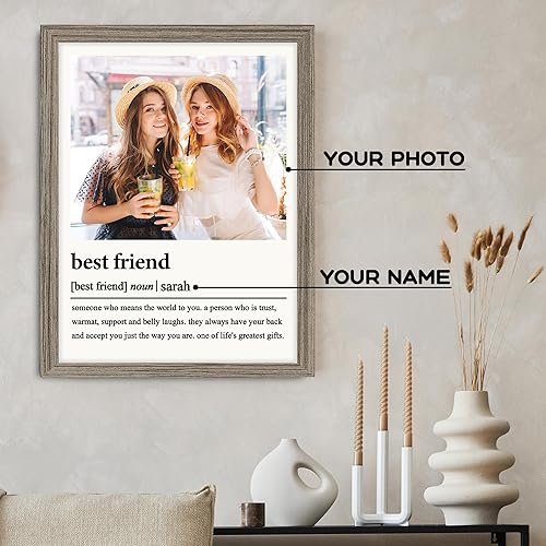 Miniatura 2 de Regalos de cumpleaños para mejores amigas, regalos de lienzo enmarcados personalizados para mejores amigas, impresiones de madera personalizadas con